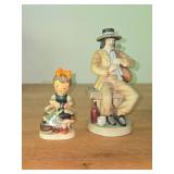 Candrean Handpainted Man Playing Bagpipes 6', Napco Little Seamstress Ceramic Figurine
