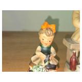 Candrean Handpainted Man Playing Bagpipes 6', Napco Little Seamstress Ceramic Figurine