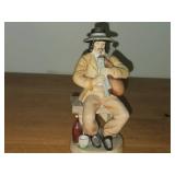 Candrean Handpainted Man Playing Bagpipes 6', Napco Little Seamstress Ceramic Figurine