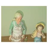 Homco Lady Farmer with Eggs 10', Homco Farmer Boy 8' and Homco Farmer Girl 8'