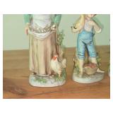 Homco Lady Farmer with Eggs 10', Homco Farmer Boy 8' and Homco Farmer Girl 8'
