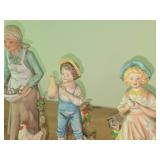 Homco Lady Farmer with Eggs 10', Homco Farmer Boy 8' and Homco Farmer Girl 8'