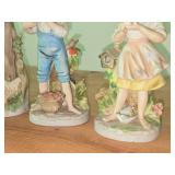 Homco Lady Farmer with Eggs 10', Homco Farmer Boy 8' and Homco Farmer Girl 8'