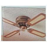 Windsor Browne Ceiling Fan - 4 Blade / One Side Cane, Antique Brass, 3 Speed Reversible 42' (in original packaging)