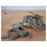 Lot of (5) C-Clamps 4' (x2) and 2' (x3)