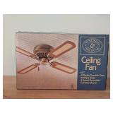 Windsor Browne Ceiling Fan - 4 Blade / One Side Cane, Antique Brass, 3 Speed Reversible 42' (in original packaging)
