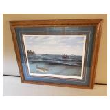 Very Rare Les Kouba and Bud Grant Signed Print 'Opening Day on Lake Mille Lacs'