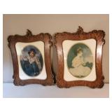2 Gorgeous 28' Tall Turn of the century wood Frames with Lithos