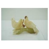 Vintage hand carved onyx stone figurine. Pair of Doves