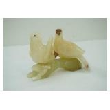 Vintage hand carved onyx stone figurine. Pair of Doves