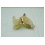 Vintage hand carved onyx stone figurine. Pair of Doves