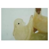 Vintage hand carved onyx stone figurine. Pair of Doves