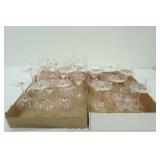 Vintage Pink Glass Champagne & Wine Glasses. Twisted Stem