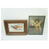 Vintage Framed Art Print & Original Pheasant Painting