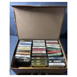 Music Cassette Tapes with Brown hard-shell case