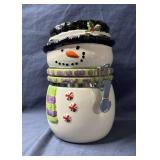 Ceramic Snowman Jar with Clasp Lid