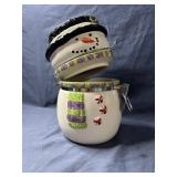 Ceramic Snowman Jar with Clasp Lid
