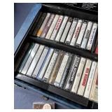 Music Cassette tapes with Blue hard-shell case