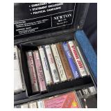 Music Cassette tapes with Blue hard-shell case