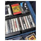 Music Cassette tapes with Blue hard-shell case