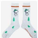 Peanuts Socks Size Adult Shoe Size 6.5-12.5, 2 Pairs Blue & Cream - Brand New