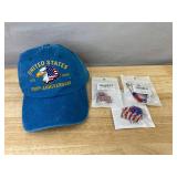 United States 250th Anniversary Hat with Earrings, Bracelet and Pin - Brand New *Q