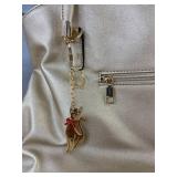 Gold Metallic Handbag with Cat Charm - Brand New *Q