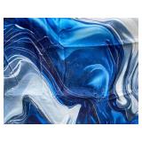 Marble Abstract Stye Blue Area Rug, 64" x 90" - Brand New *Q
