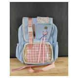 Blue & Pink Mouse Pattern Back Pack - Brand New *Q