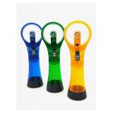 Handheld Water Spray Fans - 3-Pack with Blue, Green & Yellow - Brand New *Q
