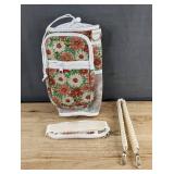 Floral Bottle Carrier with Crossbody Strap and Phone Pocket - Brand New *Q