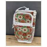 Floral Bottle Carrier with Crossbody Strap and Phone Pocket - Brand New *Q