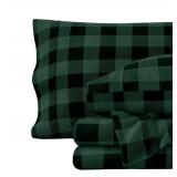 Bare Home Split King Flannel Sheet 5-piece Set, Forest Green & Black - $120.99 Retail - Brand New *Q