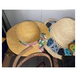 Vintage Accessories Lot with Hats, Leather Purse, Belt, Perfume, and 1980's radio wristband