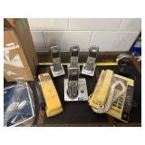 Lot of 4 Panasonic Cordless Phones with Base and 2 Vintage GE Phones