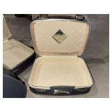 5 Vintage Blue Luggage Cases Suitcases Hat Box Vanity