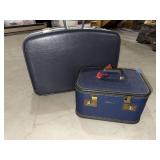5 Vintage Blue Luggage Cases Suitcases Hat Box Vanity