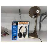 Sylvania Headphones & Vintage Parks Desk Lamp