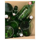 Lot Including Approx. 7 Green Glass Swing Top Bottles Various Sizes