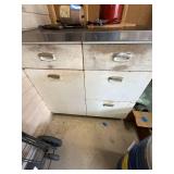 Vintage Metal Kitchen Cabinet Base White Enamel Chrome Pulls