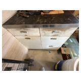 Vintage Metal Kitchen Cabinet Base White Enamel Chrome Pulls