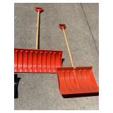 Lot Including 4 Plastic Snow Push Shovels Assorted Sizes Handles