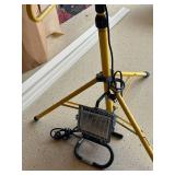 Lot Including Dual Head Tripod Halogen Work Light & Single Flood Light