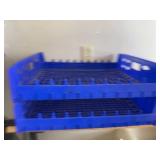Lot Including 2 Blue Plastic Stackable Vented Storage Trays Crates