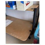 Rolling 2-Tier Utility Shelf Cart Metal Frame Wood Shelves See Photos