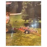 Estate Rake Tow-Behind Lawn Rake 5 Wheel Tractor Attachment Red