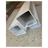 Lot Including 3 White Plastic Downspouts 2 Approx 7ft 1 Approx 10ft