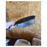 Mixed Kitchen Lot: Hand Grinder, Cast Iron Skillet & Glass Mugs