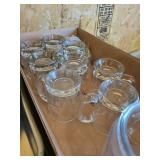Mixed Kitchen Lot: Hand Grinder, Cast Iron Skillet & Glass Mugs