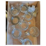 Mixed Kitchen Lot: Hand Grinder, Cast Iron Skillet & Glass Mugs